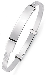 Children's 925 Sterling Silver ID Expandable Diamond Cut Bangle