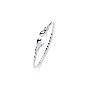 Silver Babies Boxing Glove Torque Bangle