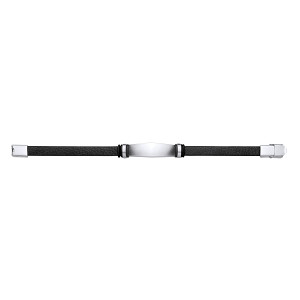 Gents Black Leather & Stainless Steel Bracelet