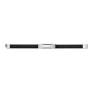 Gents Black Leather & Stainless Steel Bracelet