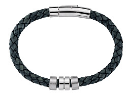 Gents Stainless Steel Leather Magnetic Bracelet