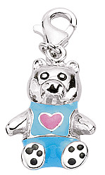 925 Sterling Silver Enamel Teddy Bear Charm