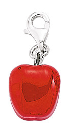 925 Sterling Silver Enamel Red Apple Charm