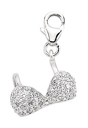 925 Sterling Silver Crystal Bra Charm