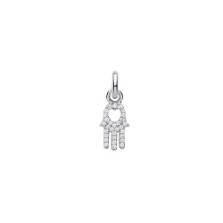 Silver CZ Heart Hamsa Charm