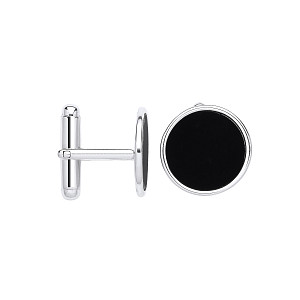 Silver Round Onyx Gents Cufflinks