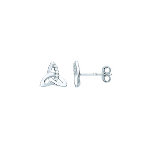 Silver CZ Trinity Knot Stud Earrings