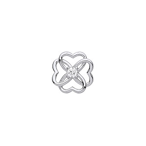 Silver CZ Heart Flower Stud Earrings