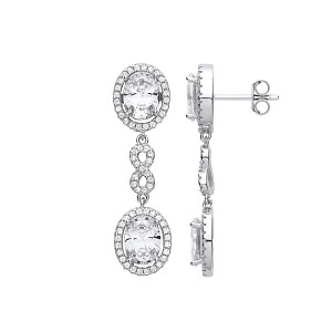 Silver CZ Chandeler Infinity Drop Earrings
