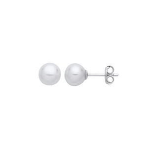 Silver Earrings with 4.5 - 5mm White Round Shape Fresh Water Pearl