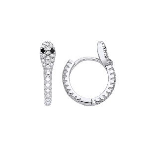 Silver CZ Snake Huggie Earring
