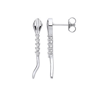 Silver CZ Snake Drop Earring