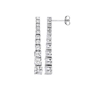 Silver CZ Fancy Drop Earrings