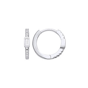 Silver CZ Huggie Earrings