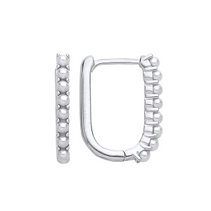 Silver CZ Square Huggie Hoop Earrings
