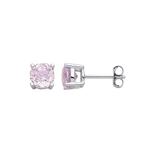 Silver 6mm Rose Cut Octagonal Studs - Light Purple
