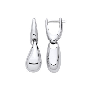 Silver Domed Teardrop Latch Back Earrings
