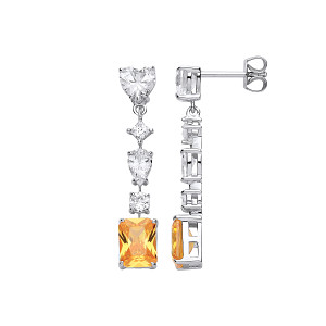 Silver CZ & Citrine Fancy Drop Earrings