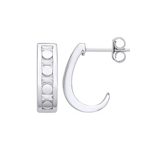 Silver CZ Half Hoop Earrings