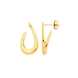 Gold Plated Waved Oval Stud Earrings