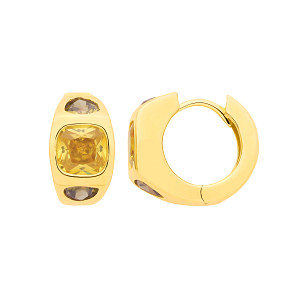 Gold Plated CZ Citrine & Peridot Huggie Hoop Earrings