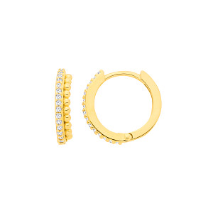 18K Gold Plated CZ Huggie Earrings