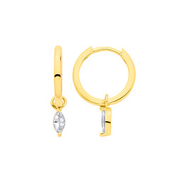 18K Gold Plated Dangling CZ Hoop Earrings