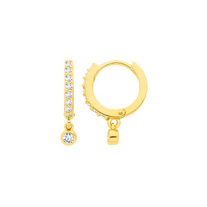 18K Gold Plated CZ Huggie Hoop Earrings