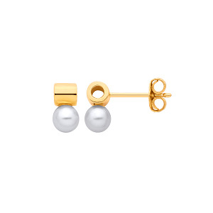 18K Gold Plated Fresh Water Pearl Stud Earrings