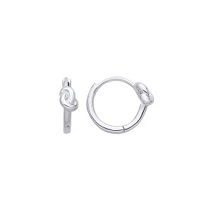 Silver Knot Huggie Hoop Earrings