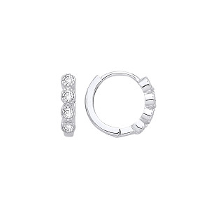 Silver CZ Huggie Hoop Earrings