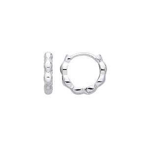 Silver Beaded Huggie Hoop Earrings