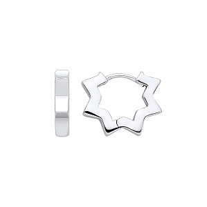 Silver Star Huggie Hoop Earrings