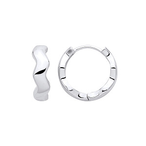 Silver Twisted Wave Huggie Hoop Earrings