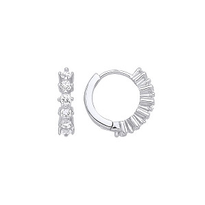 Silver CZ Huggie Hoop Earrings