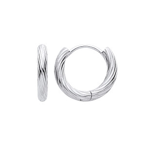 Silver Twist Huggie Hoop Earrings