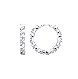 Silver Chain Link Huggie Hoop Earrings