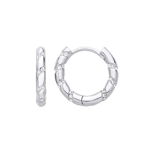 Silver Moondust Twist Huggie Hoop Earrings