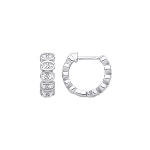 Silver CZ Mini Huggie Hoop Earrings