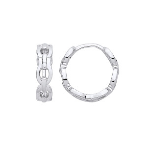 Silver Chain Link Huggie Hoop Earrings