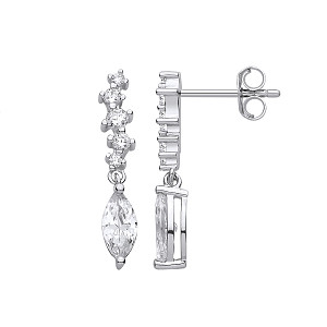 Silver CZ Cascade Drop Earrings