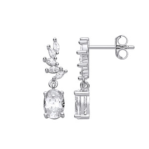 Silver CZ Fancy Drop Earrings