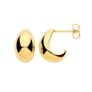 Gold Plated Small Tapered Dome Hoop Earrings