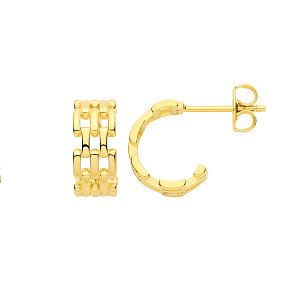Gold Plated Geometric Chain Link Half Hoop Earrings