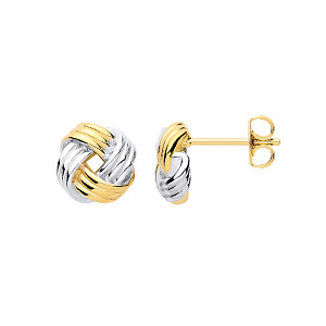 Silver, Gold Plated & Rose Plated Knot Stud Earrings