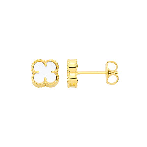 Gold Plated Opal 4 Clover Stud Earrings