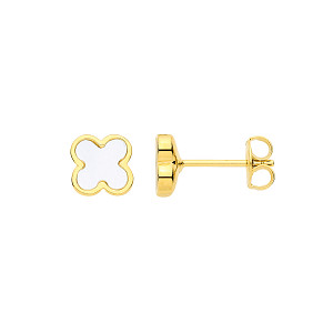 Gold Plated Opal 4 Clover Stud Earrings