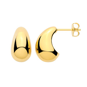 Gold Plated Large Tapered Dome Hoop Earrings