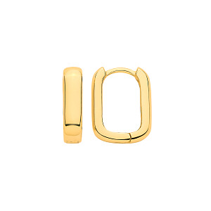 Gold Plated Square Oval Huggie Hoop Earrings