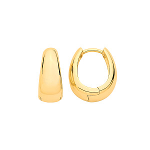 Gold Plated Oval Huggie Earrings